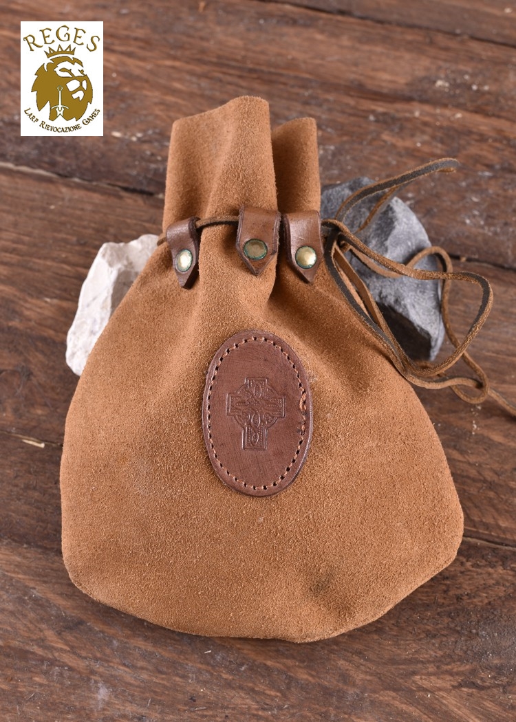 Mythrojan Borsa Medievale In Lana Con Cordino – 20x16.5 Cm, Ricamo Celtico, Per LARP E Rievocazioni Storiche, Nera - 2
